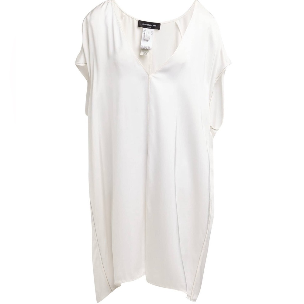 Fabiana Filippi White Sleeveless V-Neck Short Dress US 6